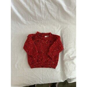 6-12 months Red HAND KNITTED PULLOVER SWEATER